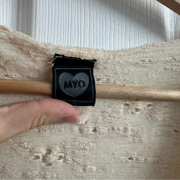 Vintage Blouse Y2K Coquette Pastel Cream Dainty Floral Semi Sheer Size Medium - Picture 7 of 9